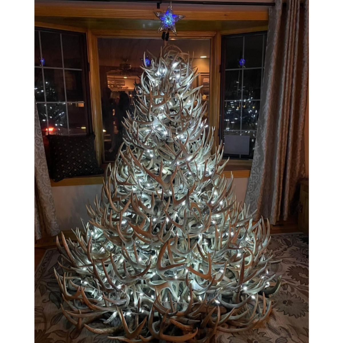 Our familys yearly Christmas tree built by hand out of Elk and Deer Antlers.