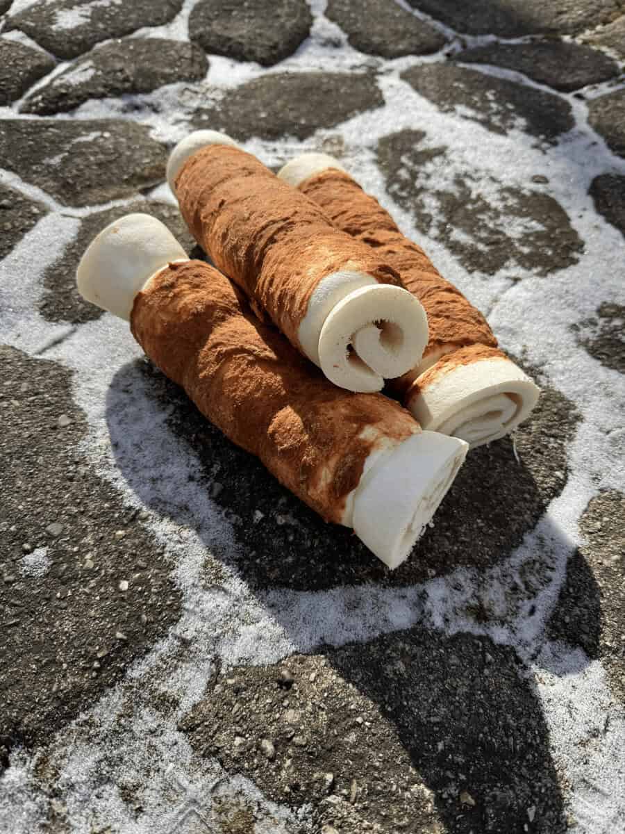 Ten inch chicken-basted beef cheek roll