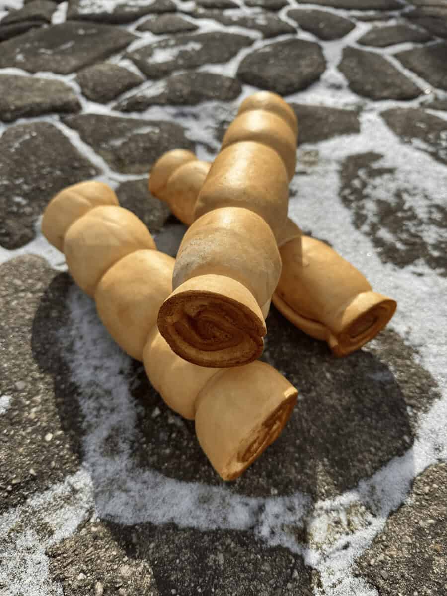 Ten inch peanut butter basted beef cheek roll