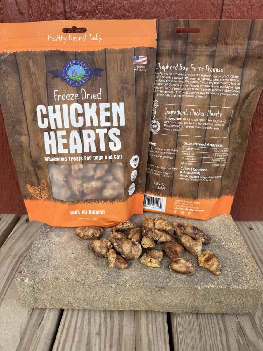 Freeze-dried chicken hearts, 8 oz bag