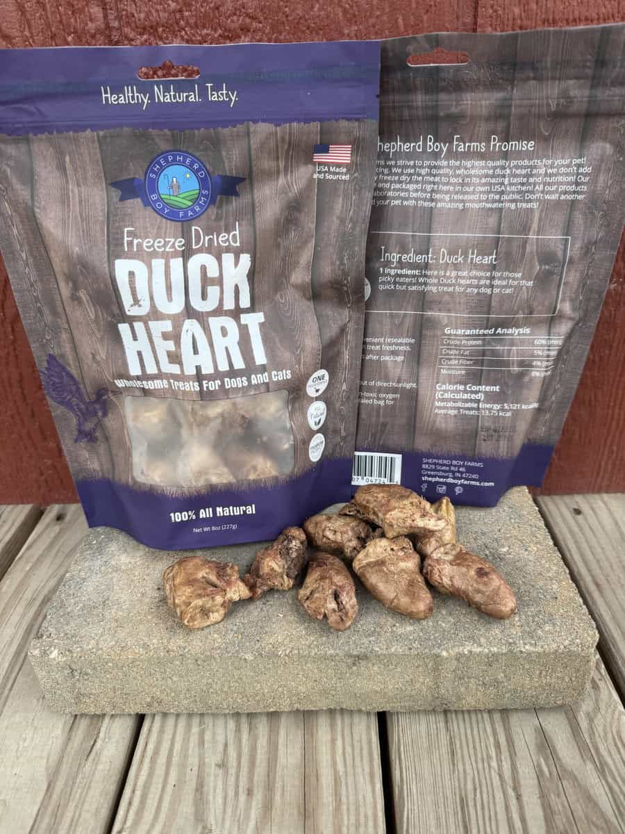 Freeze-dried duck hearts, 8 oz bag