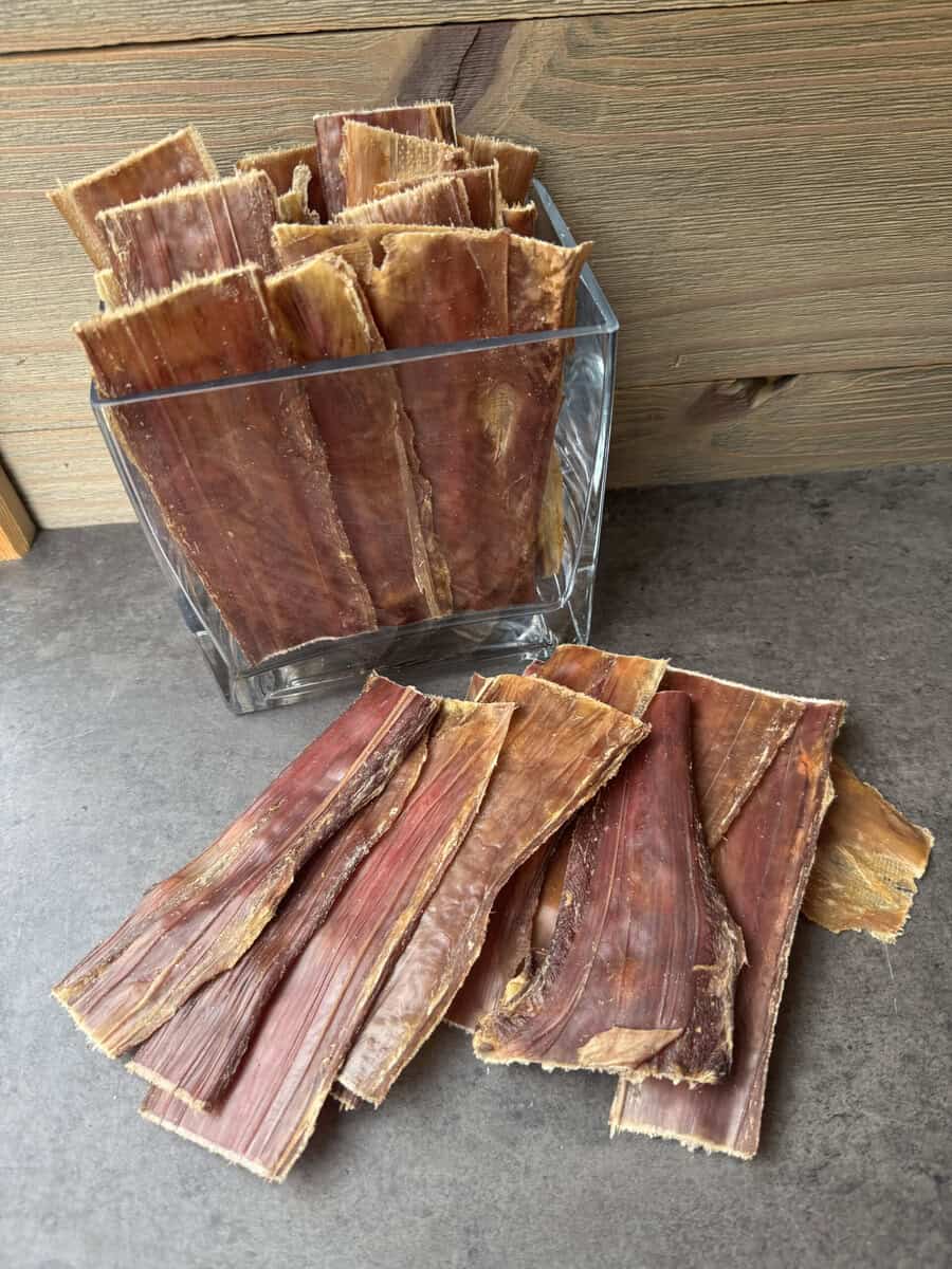 Six inch flattened beef esophagus gullet strip