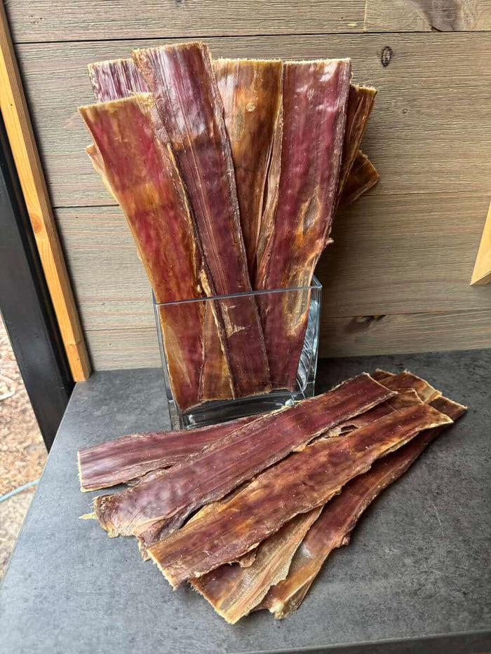 Twelve inch flattened beef esophagus gullet strip