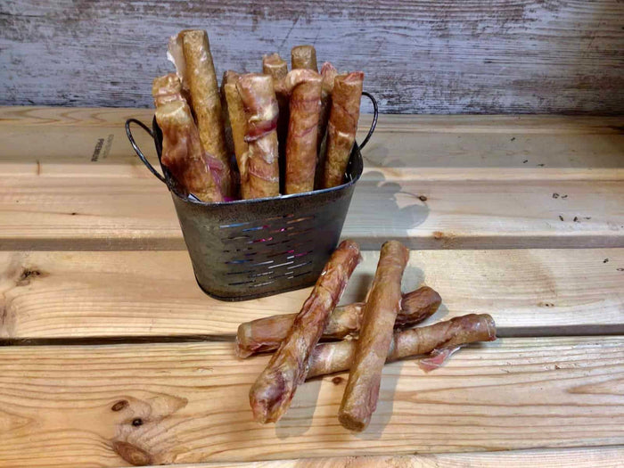 Six inch stuffed Tremenda beef bladder stick