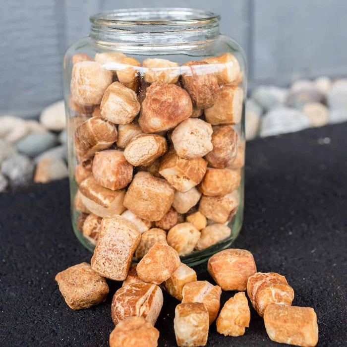 Crunchy puffed yak cheese nuggets